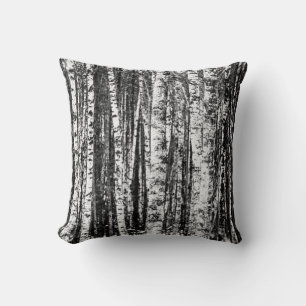Beech Trees, Charcoal Grey / Grey and  White Cushion