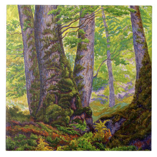 Beech Trees in the Forest (Woodland) (Paul Ranson) Ceramic Tile