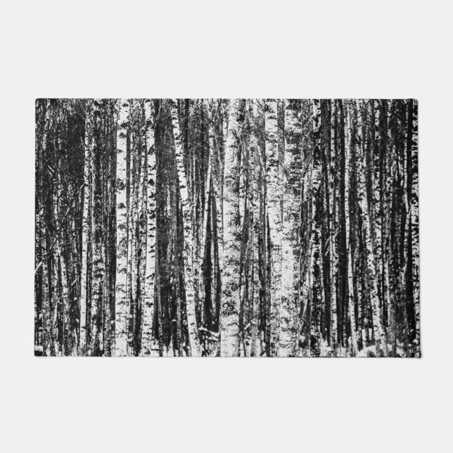 Beech Trees, White and Charcoal Grey / Grey Doormat (Front)