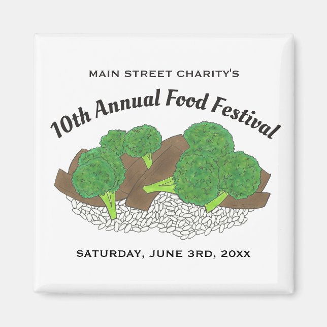 Beef and Broccoli Chinese Restaurant Food Festival Magnet (Front)