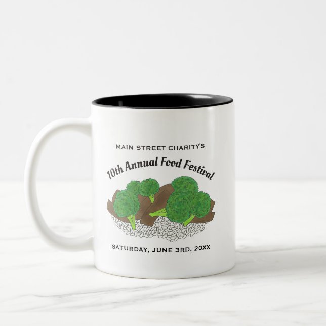 Beef and Broccoli Chinese Restaurant Food Festival Two-Tone Coffee Mug (Left)