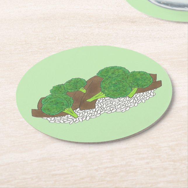 Beef and Broccoli Chinese Takeaway Takeout Food Round Paper Coaster (Angled)
