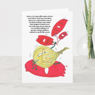 Beef and onion humorous birthday greeting card