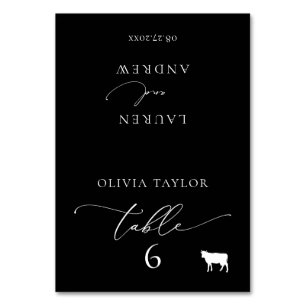 Beef Black Minimalist Wedding Guest Name Table Number