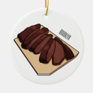 Beef brisket cartoon illustration  ceramic ornament