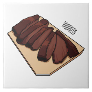 Beef brisket cartoon illustration  ceramic tile