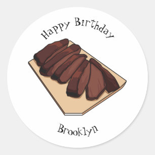 Beef brisket cartoon illustration classic round sticker