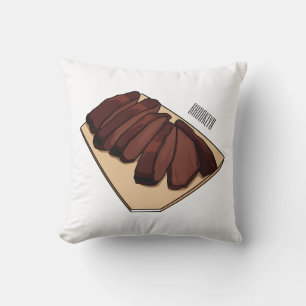 Beef brisket cartoon illustration cushion