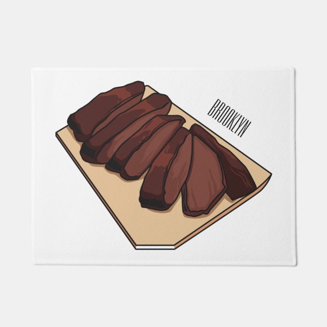 Beef brisket cartoon illustration  doormat (Front)