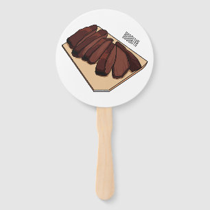 Beef brisket cartoon illustration hand fan