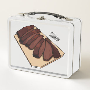 Beef brisket cartoon illustration metal lunch box