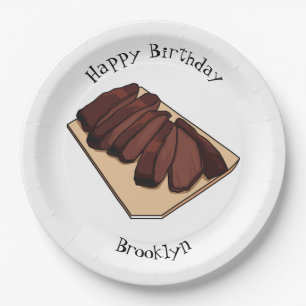 Beef brisket cartoon illustration paper plate
