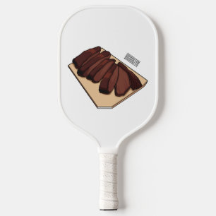 Beef brisket cartoon illustration pickleball paddle
