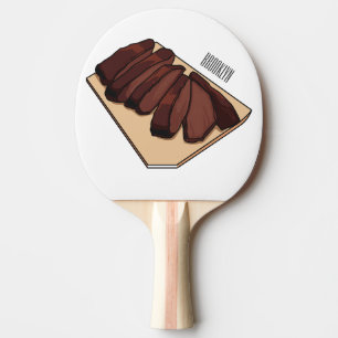 Beef brisket cartoon illustration ping pong paddle
