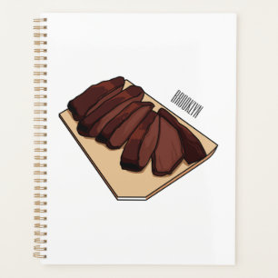 Beef brisket cartoon illustration planner