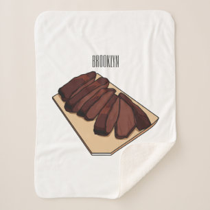 Beef brisket cartoon illustration sherpa blanket