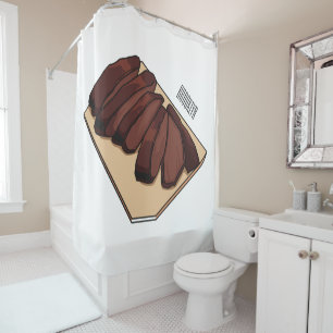 Beef brisket cartoon illustration shower curtain