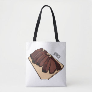Beef brisket cartoon illustration tote bag