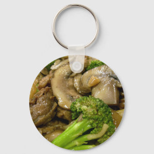 Beef, broccoli & mushroom stir fry key ring