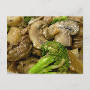 Beef, broccoli & mushroom stir fry postcard