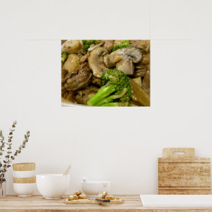 Beef, broccoli & mushroom stir fry poster