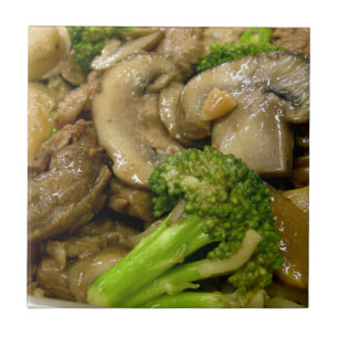 Beef, broccoli & mushroom stir fry tile