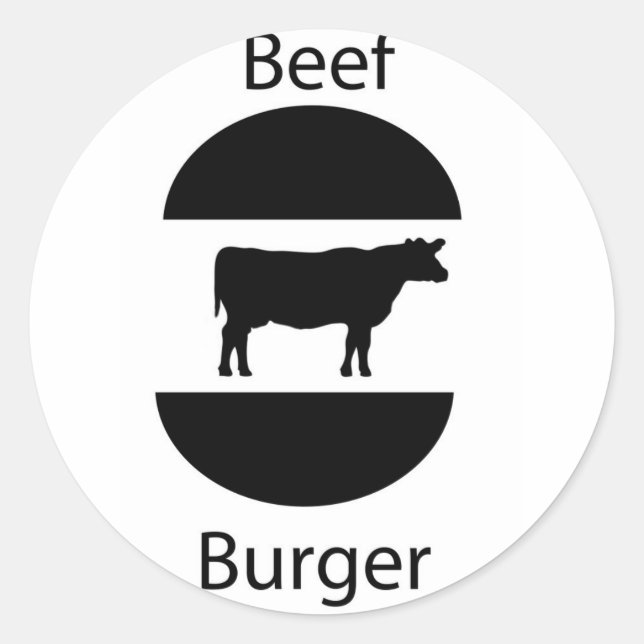 Beef burger classic round sticker (Front)