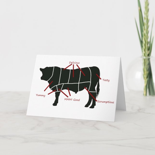 Beef Butcher Chart - Tasty Delicious Yummy Beef! Card (Front)