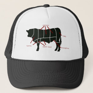 Beef Butcher Chart - Tasty Delicious Yummy Beef! Trucker Hat