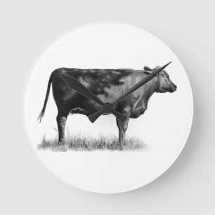 Beef Cow/Heifer in Pencil: Realism: Drawing Round Clock