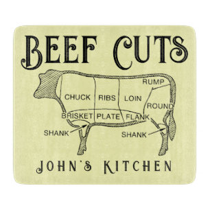 Beef Cuts Cow Diagram Personalised Kitchen Cutting Board
