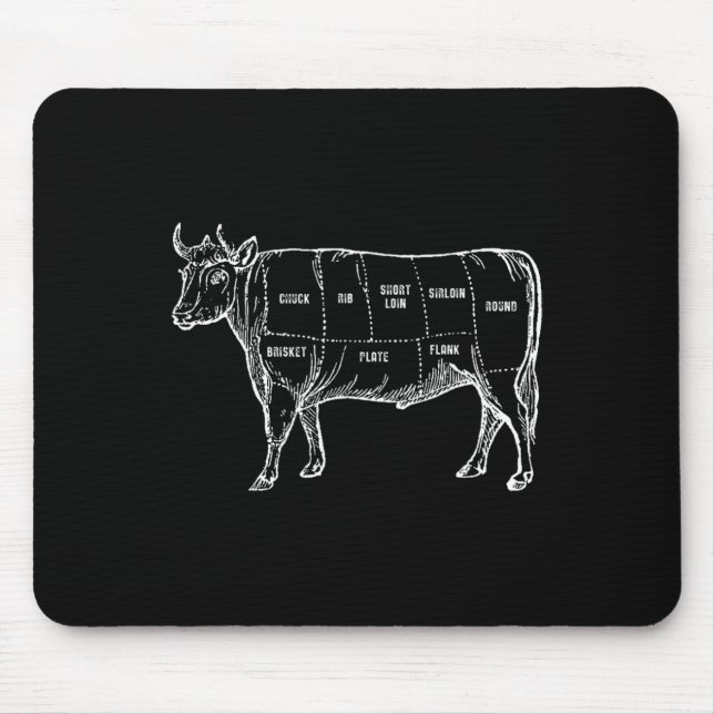 Beef Cuts Diagram Butcher Cow Bbq Meat Lover Gift  Mouse Pad (Front)