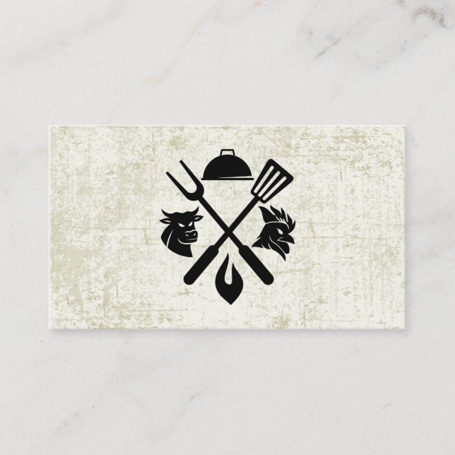 Beef Diagram BBQ Utensils | Beef Chicken Business Card (Front)
