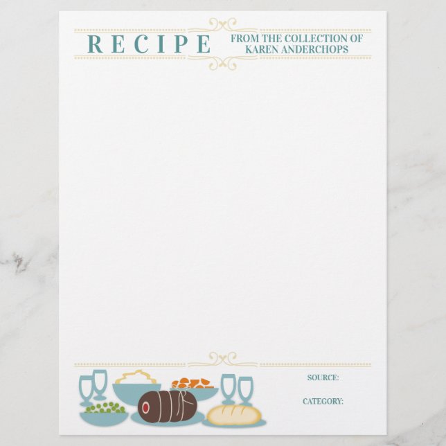 Beef dinner main dish cookbook recipe letterhead (Front)