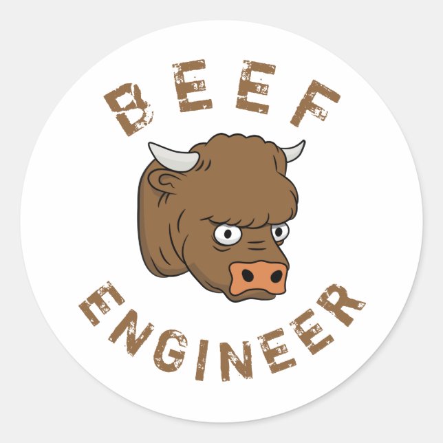 Beef Engineer Classic Round Sticker (Front)