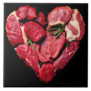 Beef Heart Meat Lovers Raw BBQ Ceramic Tile