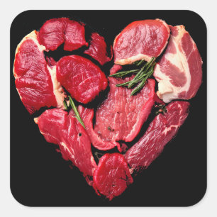 Beef Heart Meat Lovers Raw BBQ Square Sticker