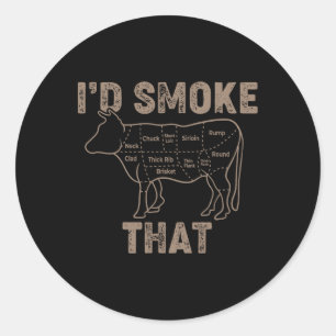 Beef - I´d Smoke That - Bbq Classic Round Sticker