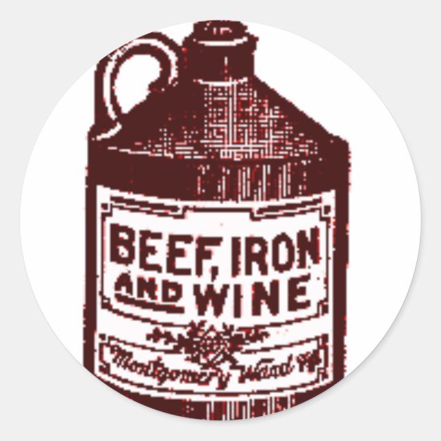 Beef, iron and wine classic round sticker (Front)
