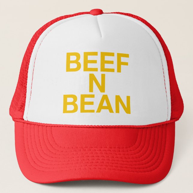 BEEF N BEAN fun slogan trucker hat (Front)