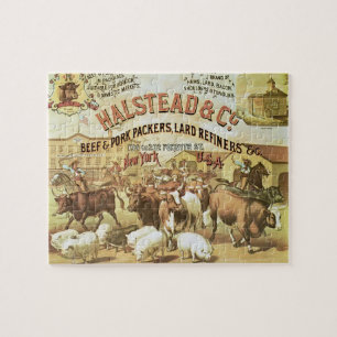 Beef & Pork Packers, c.1880 (colour litho) Jigsaw Puzzle