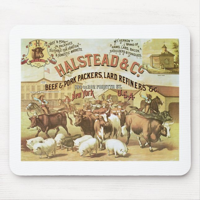 Beef & Pork Packers, c.1880 (colour litho) Mouse Pad (Front)