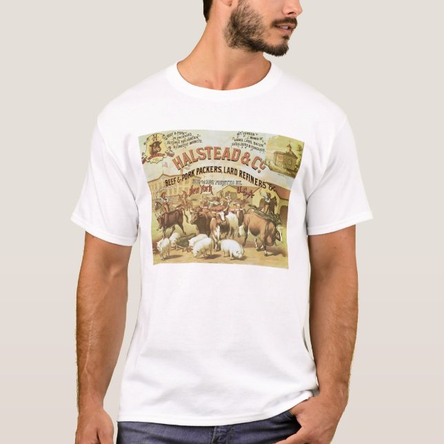 Beef & Pork Packers, c.1880 (colour litho) T-Shirt (Front)