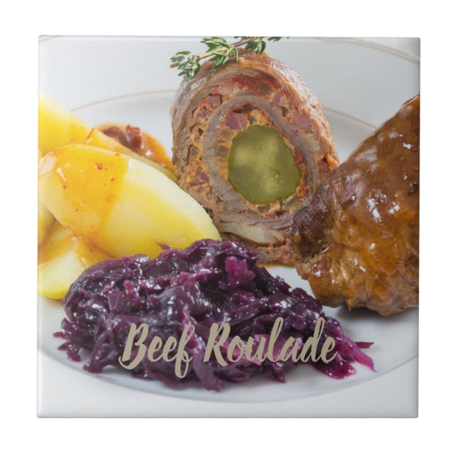 Beef Roulade with potatoes and red cabbage kitchen Ceramic Tile (Front)