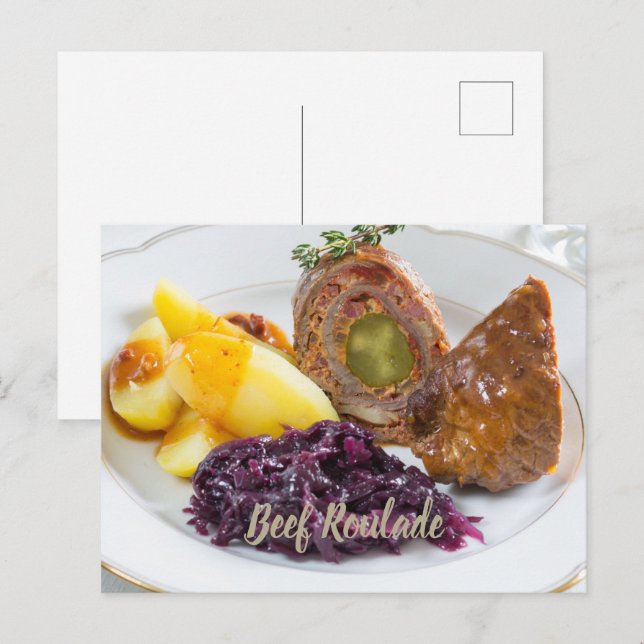 Beef Roulade with potatoes and red cabbage kitchen Holiday Postcard (Front/Back)