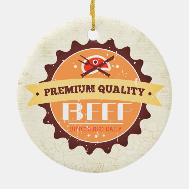 beef steak butcher meat lover Christmas ornament (Back)