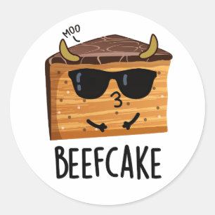 Beefcake Funny Cake Pun  Classic Round Sticker