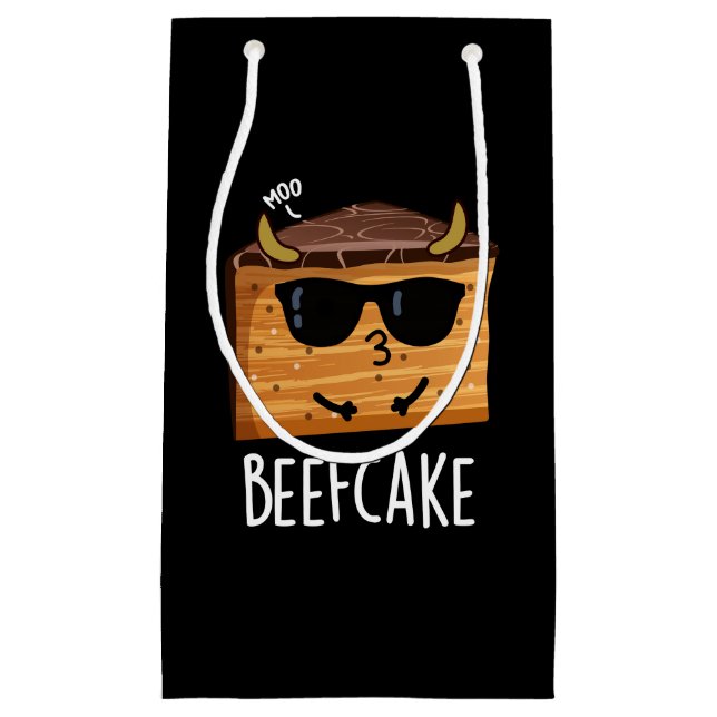 Beefcake Funny Cake Pun Dark BG Small Gift Bag (Front)