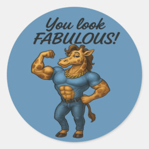Beefcake Giraffe – Fabulous and Flexed Classic Round Sticker