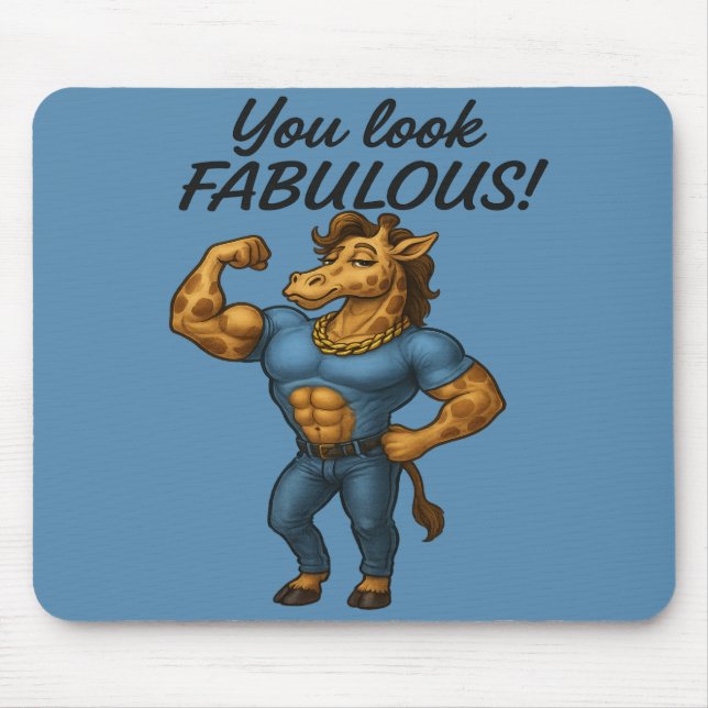 Beefcake Giraffe – Fabulous and Flexed Mouse Pad (Front)
